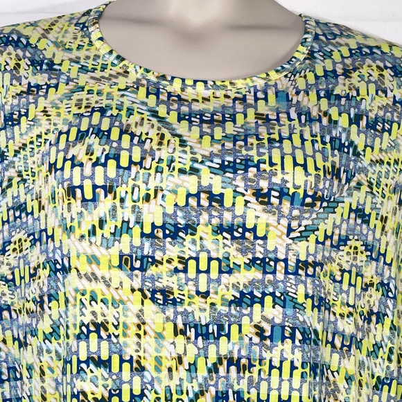 LuLaRoe Irma Womens White Blue Yellow Abstract Hi Lo Casual Shirt Top Large L - Picture 8 of 12